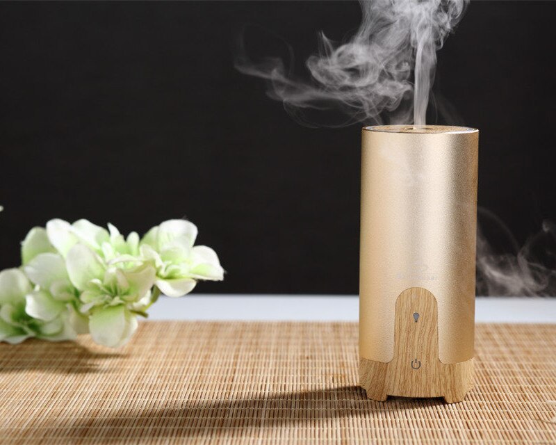 GX.Diffuser Portable Car USB Ultrasonic Humidifier Essential Oil Diffuser Aroma Diffuser Air Purifier Aromatherapy Mist Maker: Golden