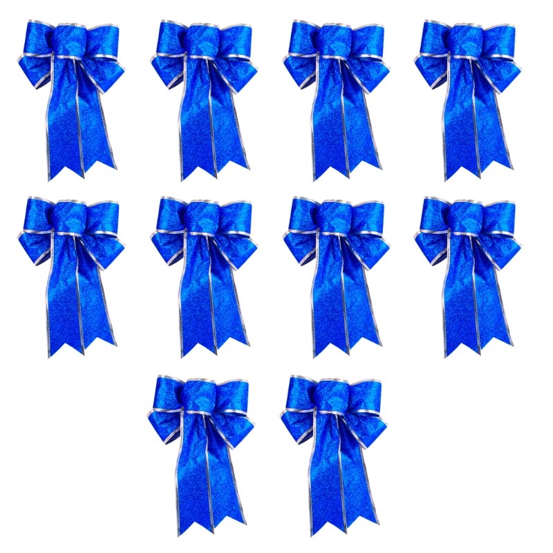 10 stuks 10 inch  x 8 inch haarrubber kerstboomstrik met strik hangende ornamenten 4 xfa: 5