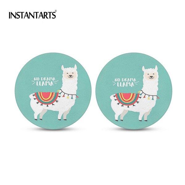 INSTANTARTS-posavasos para coche pequeño, posavasos de coche con de Animal 3D de Alpaca, Juego de 2 accesorios para coche de fácil extracción: HN3033D2