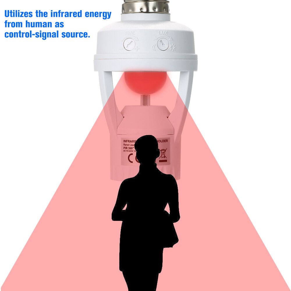 AC110-220V 360 Degrees PIR Induction Motion Sensor IR Human Infrared Detector E27 Plug Socket Switch Base Led Bulb Light Sensor
