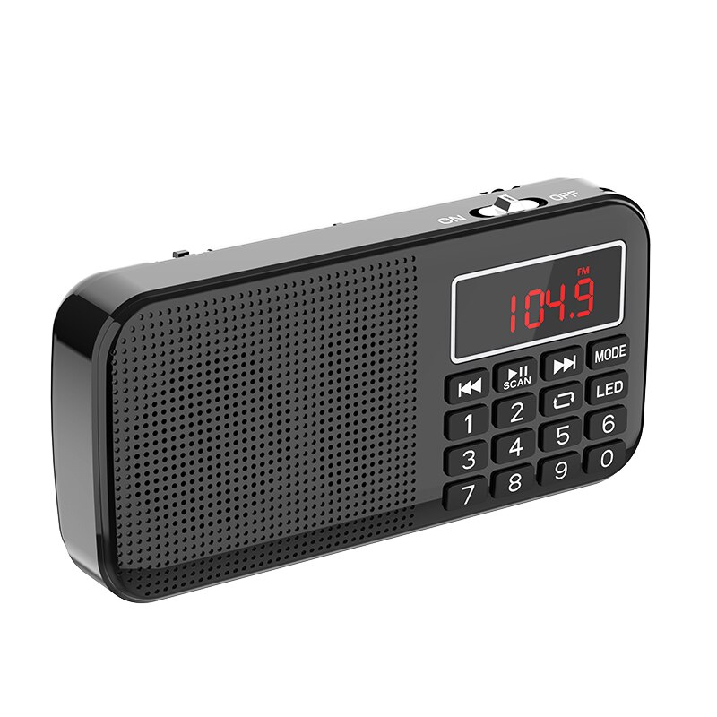 Reproductor de música MP3 altavoz portátil Mini Radio FM Auto Scan con batería 18650 y ranura para tarjeta TF y linterna: Default Title