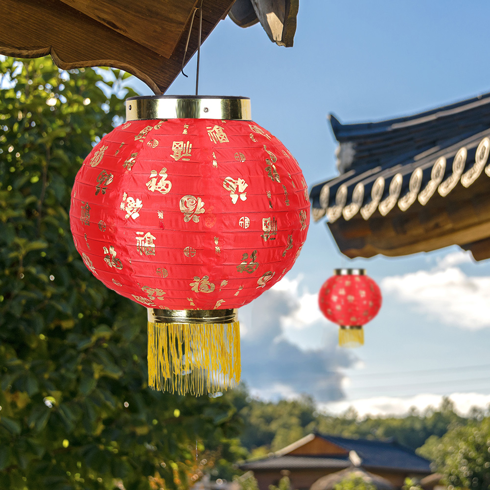 Waterproof Blessing 10 inch Chinese Tassel Lanterns Lamp Festival Decor Sign Supplies Craft Lantern with Tassel Festival Lantern