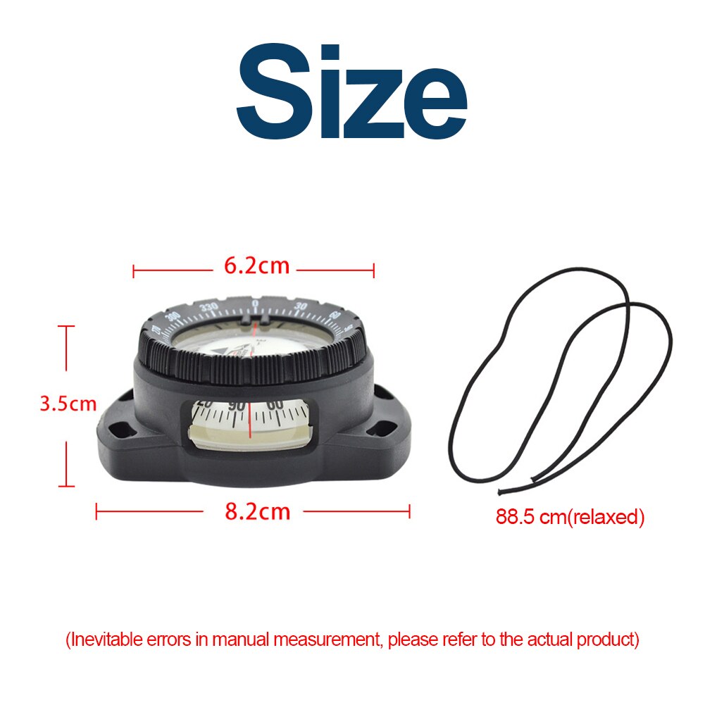 Underwater Luminous Compass Scuba Diving Navigation Compass Portable 50m Waterproof Dial with Wrist Strap for Outdoor Hiking