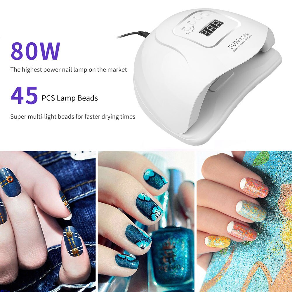 SUN 5 X Plus-Lámpara LED para uñas, lámpara de 36 secador de uñas LED con pantalla LCD de 80W para esmalte de Gel y manicura, temporizador con Sensor automático