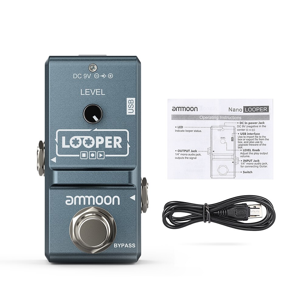 ammoon STEREO Looper POCK LOOP Guitar Effect Pedal 11 Loopers Max.330mins Recording Time Supports 1/2 & 2X Speed Guitar Pedal: ammoon AP-09 grey