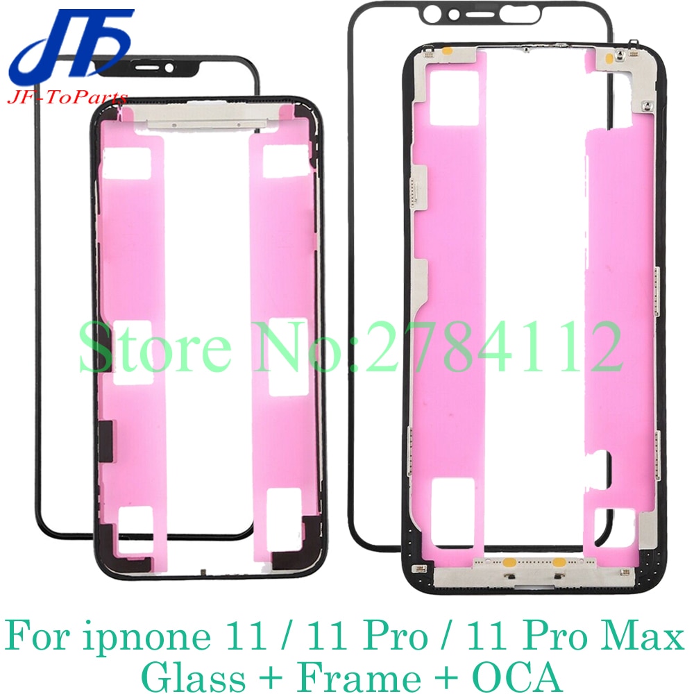 Cristal exterior de pantalla frontal OEM para iPhone 11 Pro Max, piezas de repuesto de cristal de pantalla, con marco OCA, OEM, 10 Uds.