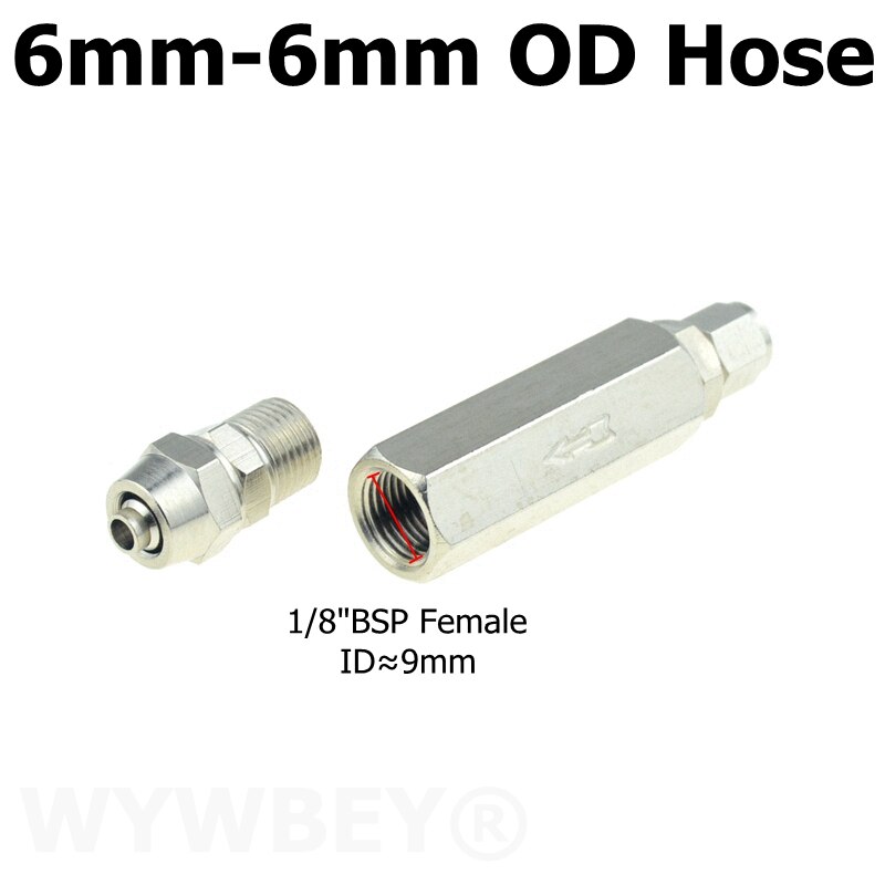 Pneumatisk backventil 6mm 8mm 10mm 1/4 od slang envägsventil luftgas enkelvägs mässingsventil luftkompressor rörkopplingsadapter: Cv-kn-pc -6mm