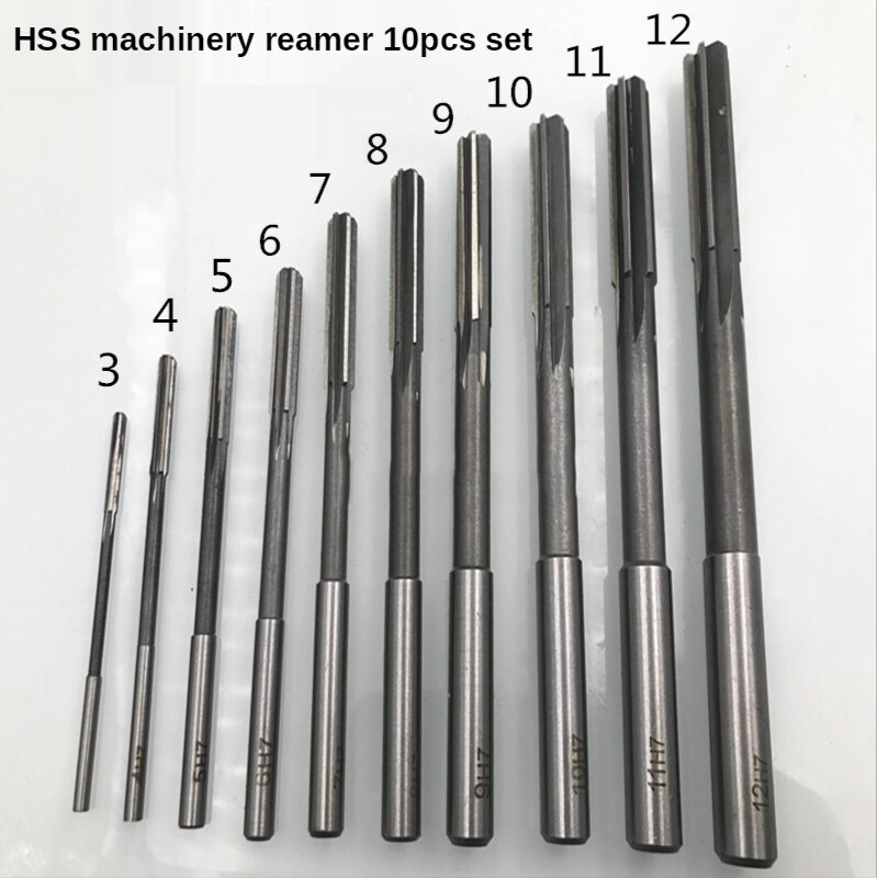 Cutting Tools Hand Reamer 1 set Machinery Reamer HSS High Speed Steel Straight Shank Reamer Set 3-4-5-6-7-8-9-10-11-12H7H8