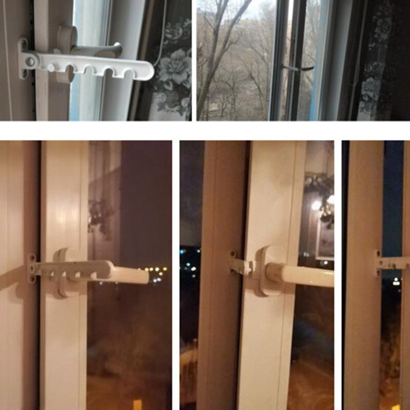 Window Limiter Latch Position Stopper Casement Wind Brace Home Security Door Windows Sash Lock Child Safety Protection