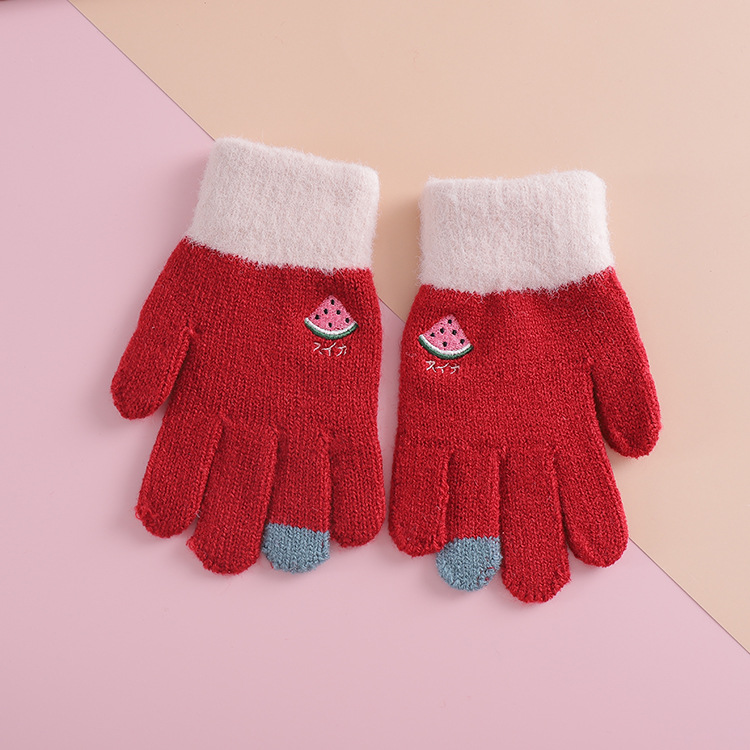 Voor 3 ~ 6Y Winter Meisjes Handschoenen Kids Fruit Vingers Warme Zachte Gebreide Jongens Handschoenen Meisjes Mode Handschoen kinderen