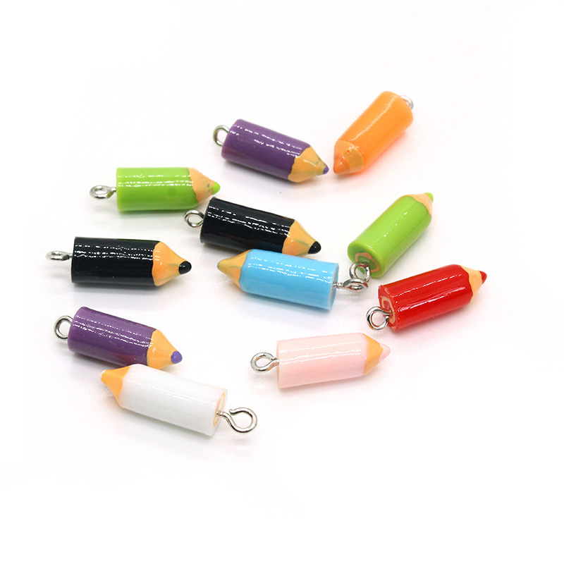 10 Uds. De dijes de cabeza de lápiz de simulación, colgantes rojos y amarillos para hacer joyería DIY, accesorios hechos a mano, pendientes, collar, pulsera