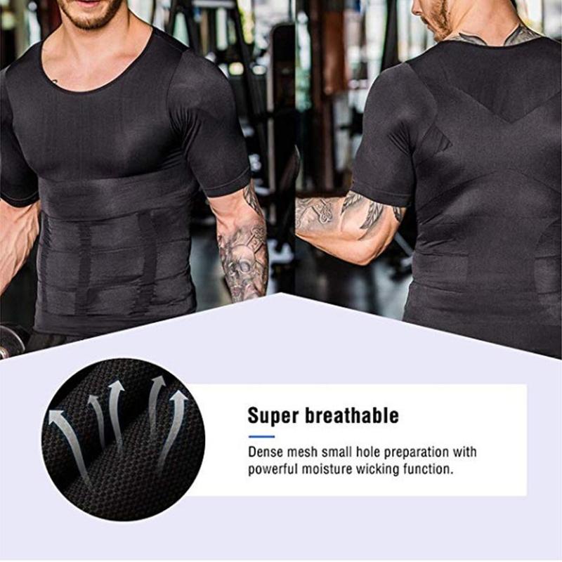 Mannen Afslanken Shaper Houding Vest Mannelijke Buik Buik Voor Corrector Compressie Body Building Fat Burn Borst Tummy Shirt Corset