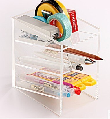 acrylic pen holder pencil holder desk organizer office accessories: Three layer  holder