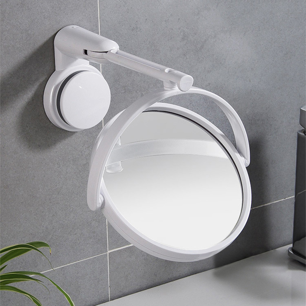 Dormitory wall-mounted vanity mirror foldable rotating single mirror home bathroom free punching round vanity mirror#0130g10