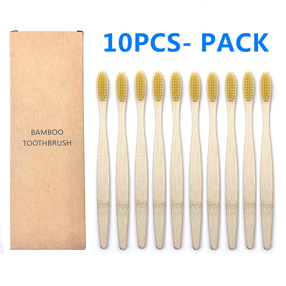 10 pièces brosse à dents en bambou biodégradable dents poils colorés brosse à dents en bambou naturel brosses à dents dentaires Eco Bambou: GRIS