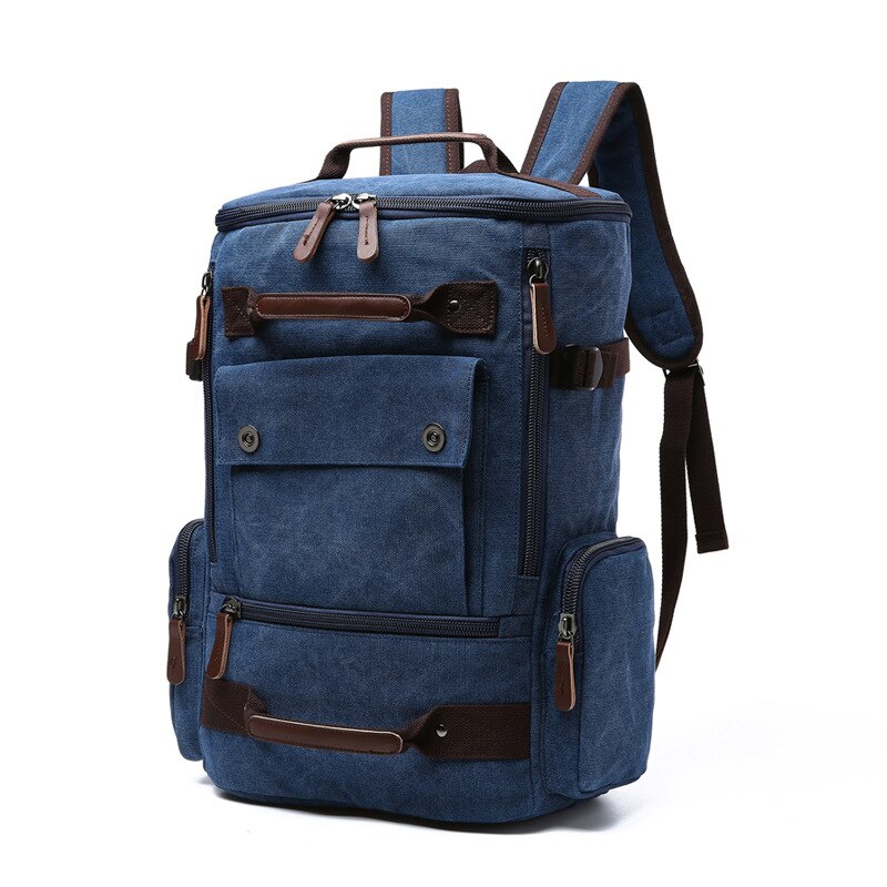 Mænds rygsæk vintage lærred rygsæk skoletaske mænds rejsetasker stor kapacitet rygsæk laptop rygsæk taske høj kvalit: Bu