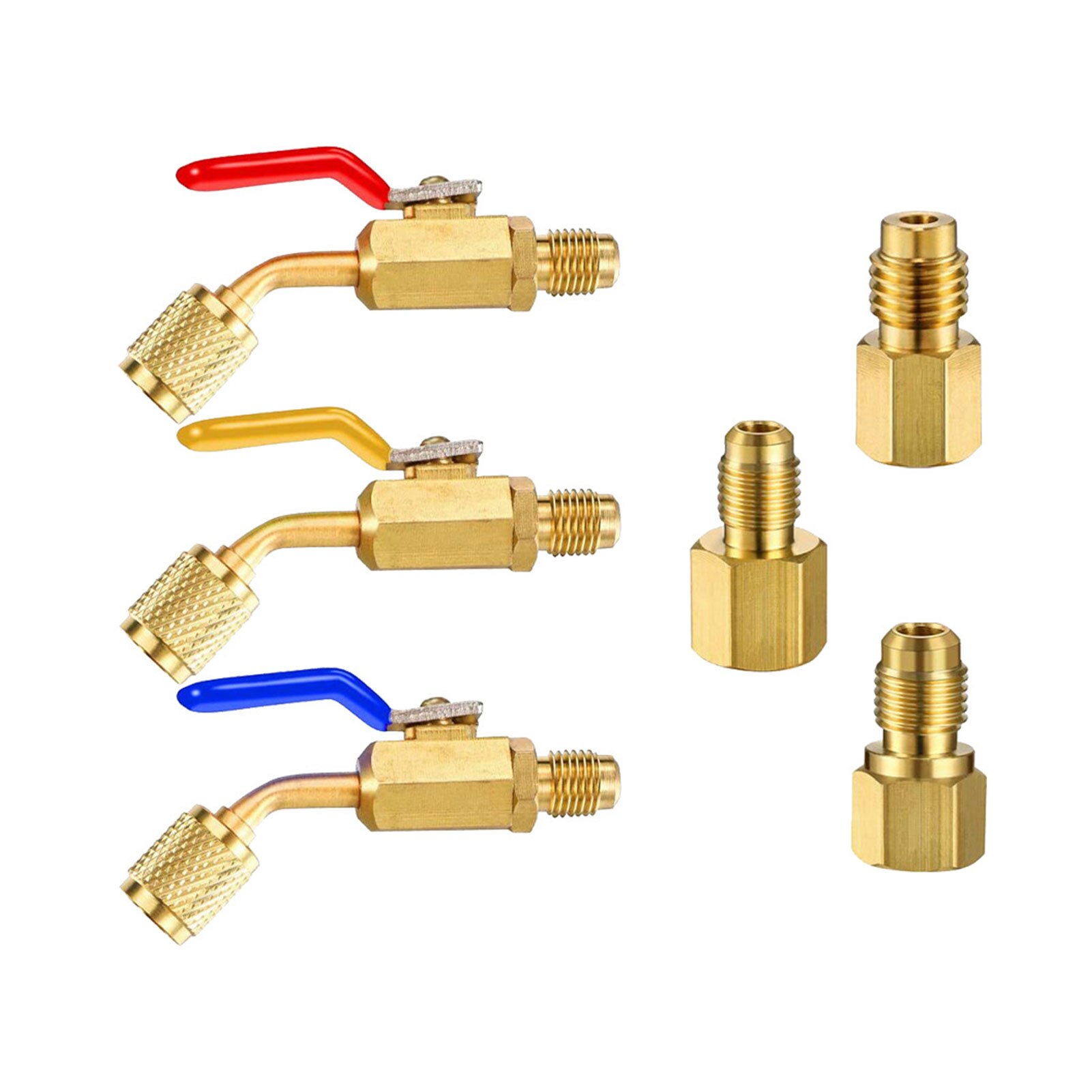 6pcs/set For Mini Split System Adapter Refrigerant Angled Easy Install Air Conditioning Replacement Parts Compact Ball Valve