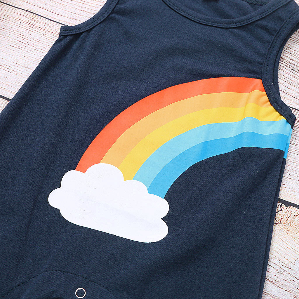 Baby-strampler, kleinkinder-Overall für jungen und mädchen, sommerkleidung, ärmellose weste, kawaii-regenbogen-Overall, kleinkinder-babykleidung, Outfits