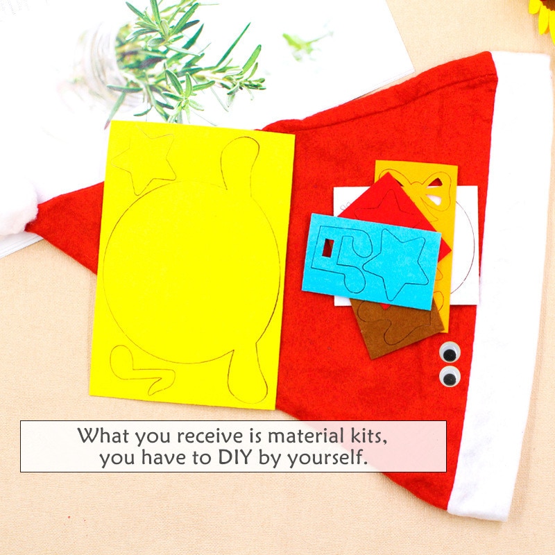 Gorro de Navidad hecho a mano para niños, gorros de Papá Noel no tejidos, juguetes artesanales, para jardín de infantes, Kits de materiales creativos para niños