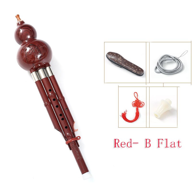 Chinese Handgemaakte Hulusi Zwarte Bamboe Kalebas Cucurbit Fluit Etnische Muziekinstrument Sleutel Van C Met Case Voor Beginner Muziek Liefhebbers: Red- B Flat