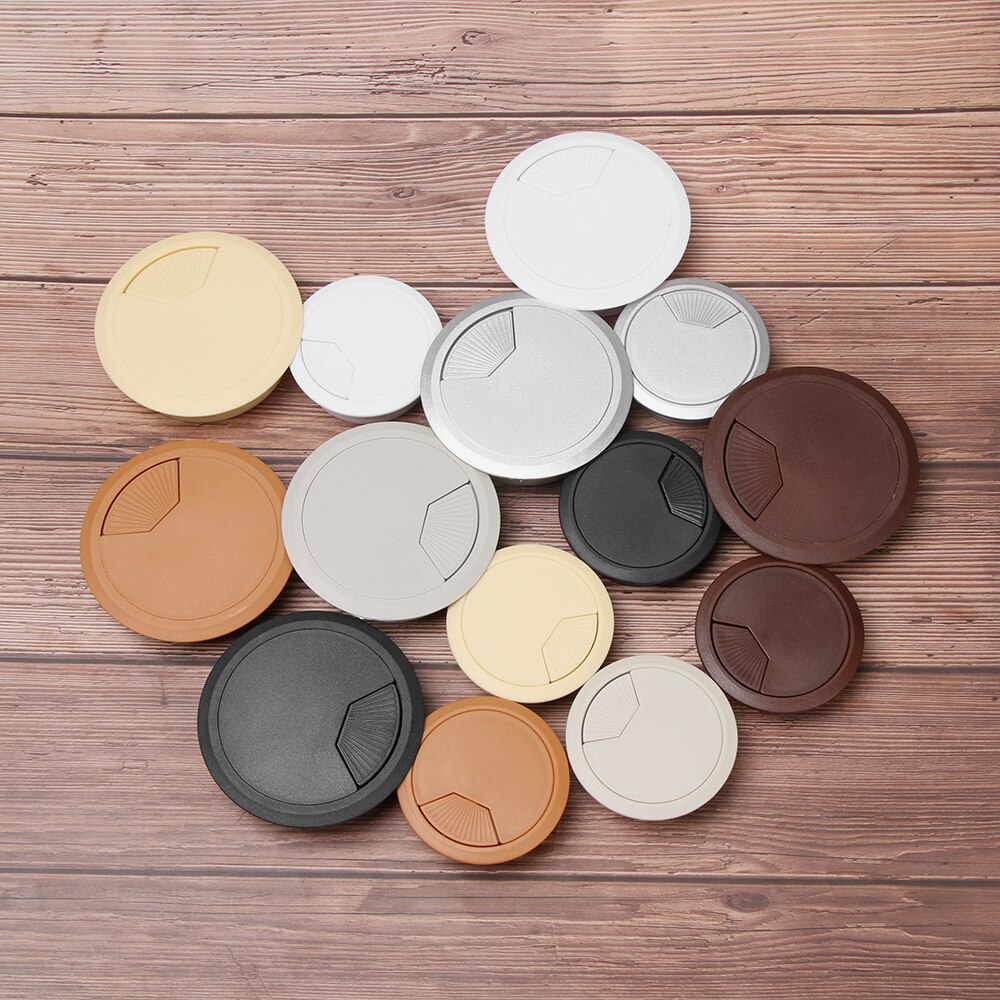 1PC Round/Square Wire Hole Cover Office Desk Table Cable Fastener PC Computer Grommet Tidy Practical Line Organizer Hardware Box