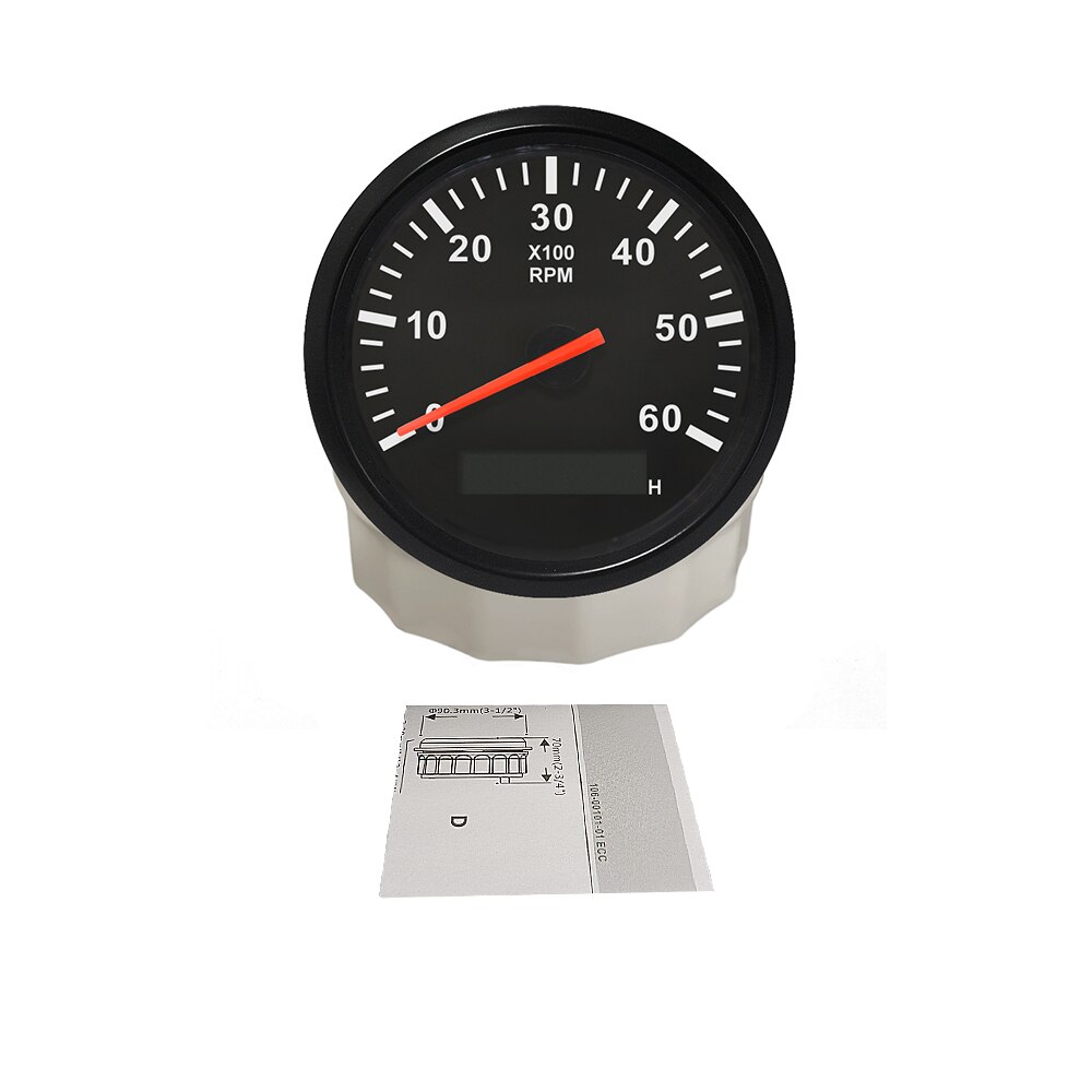 Drehzahlmesser 3K 4K 6K 8K RPM Tacho Gauge REV Zähler mit Stunde Meter 85mm Benzin diesel Motor 9-32V Rot Hintergrundbeleuchtung: 6K-BN