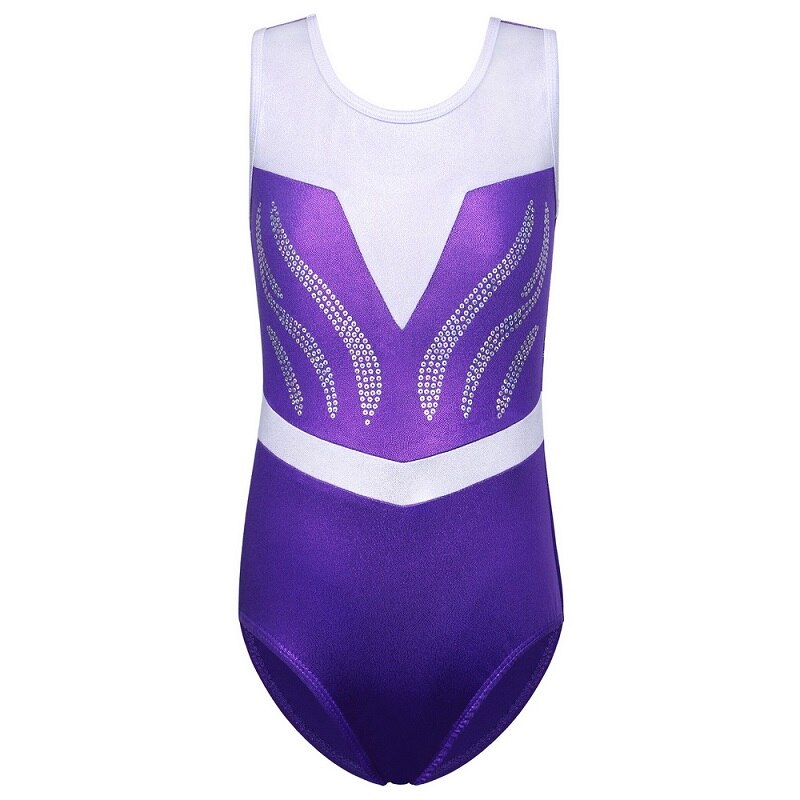BAOHULU ados brillant lettre justaucorps pour filles enfants gymnastique combinaison sport body formation classe costume enfant: B230 purple / 4A