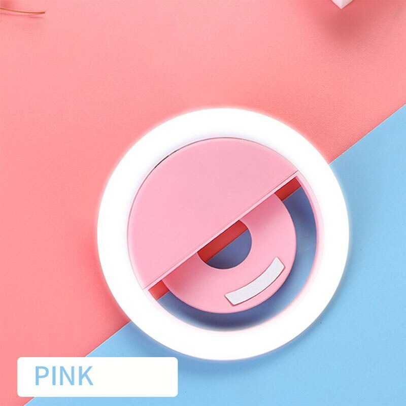 Selfie Led anillo de luz novedad maquillaje iluminación lámpara selfi Led teléfonos móviles foto luz de noche Led espejo señal de neón Selfie anillo: Pink