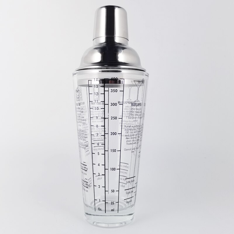 Mezclador de vino, botella agitadora, zumo de fruta, nieve, doble copa a escala, coctelera de vidrio, Bar, Martini, herramienta de barman, 400ML/14OZ