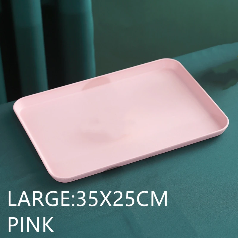 Bandeja Rectangular de paja de trigo, bandeja de pan ecológica, bandeja de almacenamiento de plástico, taza de comida, objeto pequeño, organizador para sala de estar, cocina: Rojo