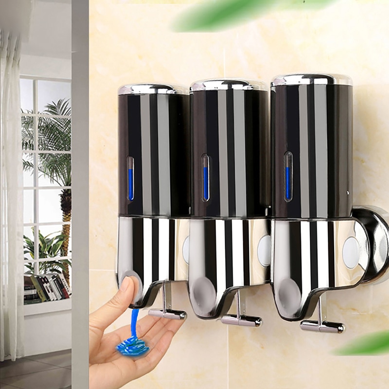 500 ml dispenser for flytende såpe bad veggmontert plast sjampo dusj gel dispensere håndvask kjøkkentilbehør