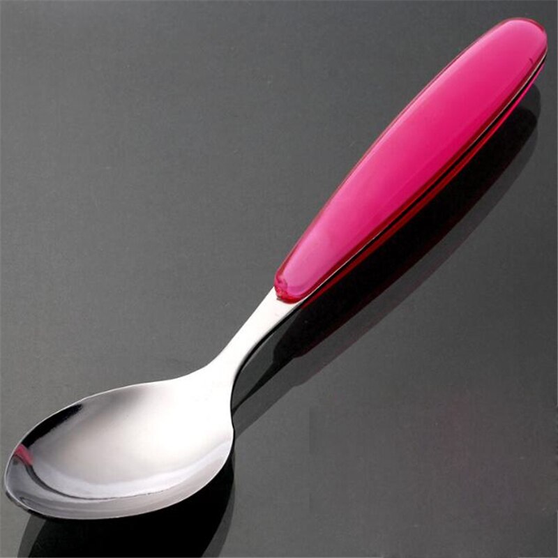 Baby Gadgets Tableware Set Children Utensil Stainless Steel Toddler Dinnerware Cutlery Cartoon Infant Food Feeding Spoon Fork: Pink Spoon