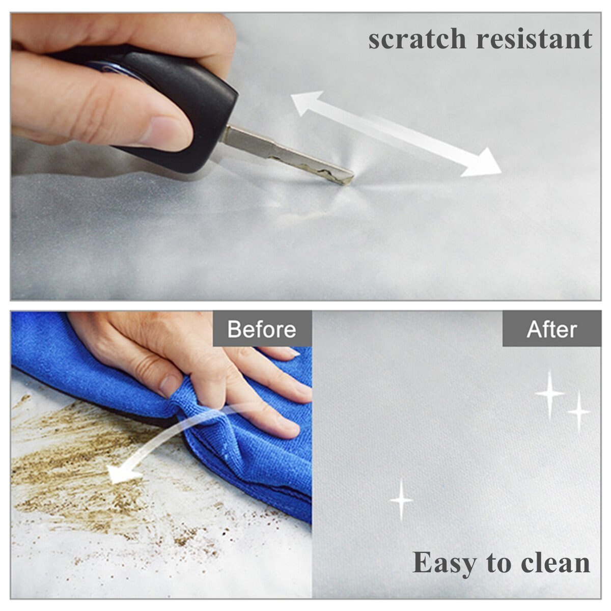 AUTO Waterproof Outdoor Car Top Cover Sun Rain Dust Snow Protection Silver M