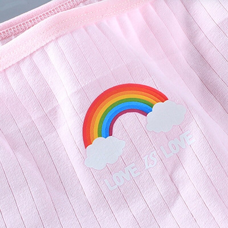 Teenage Young Girls 2Pcs Underwear Set Rainbow Bridge Print Cotton Training Bra Vest Top and Panties Sports Bralette