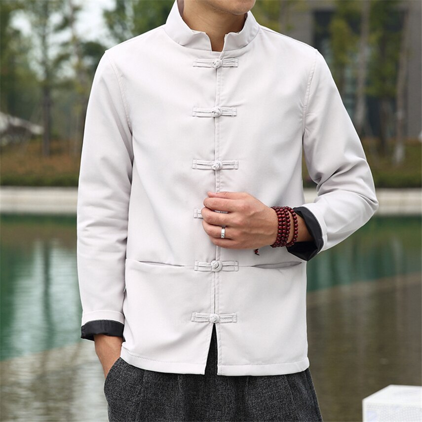 Tradisjonelle kinesiske klær til menn 2022 årgang kung fu uniform hanfu kinesiske skjorter lin topp helermet bluse streetwear