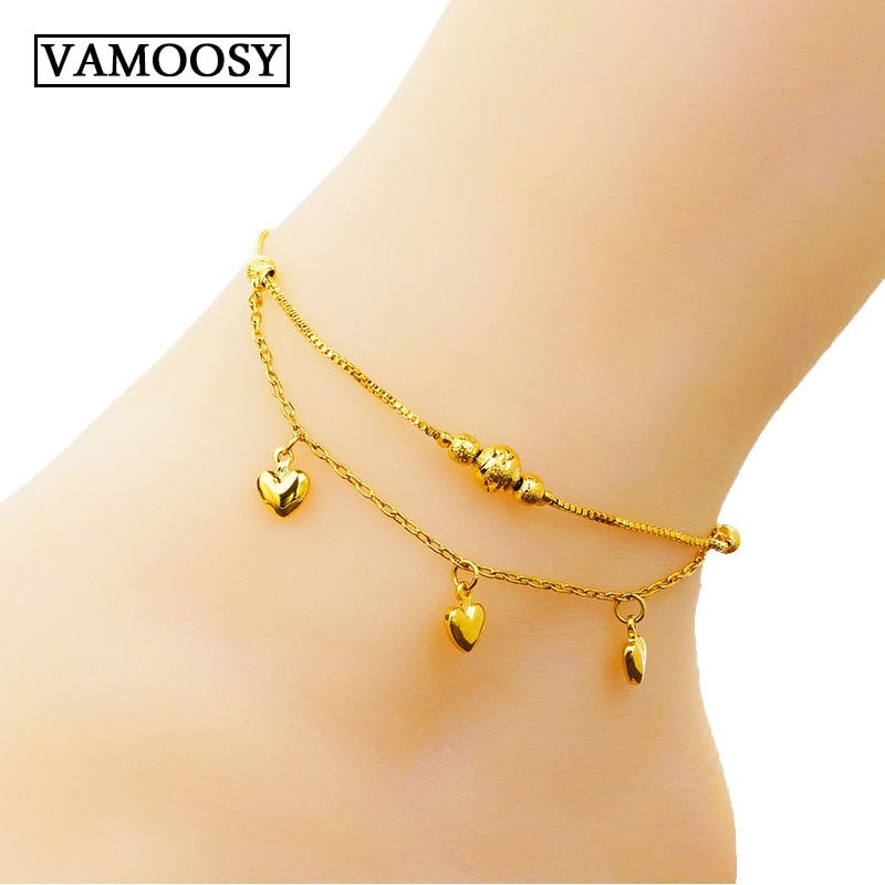 Women Gril Tassel Chain heart shape Gold Metal Chain Anklet Ankle Bracelet Foot Chain Jewelry Beach Anklet
