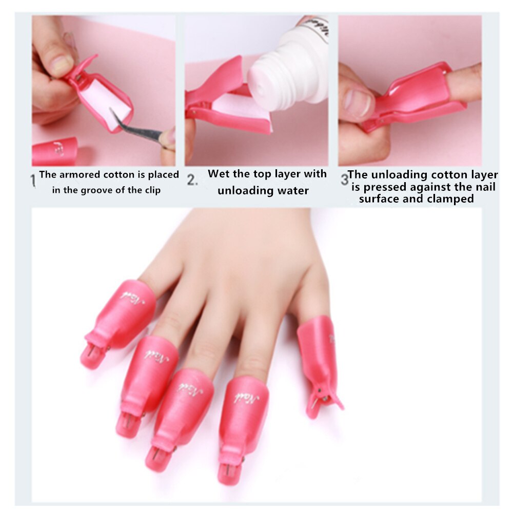 10 styks / 5 styks sæt polish gel makeup remover nail art uv neglelakfjerner polish pakke neglefjerner værktøj iblødsætningshætte klip