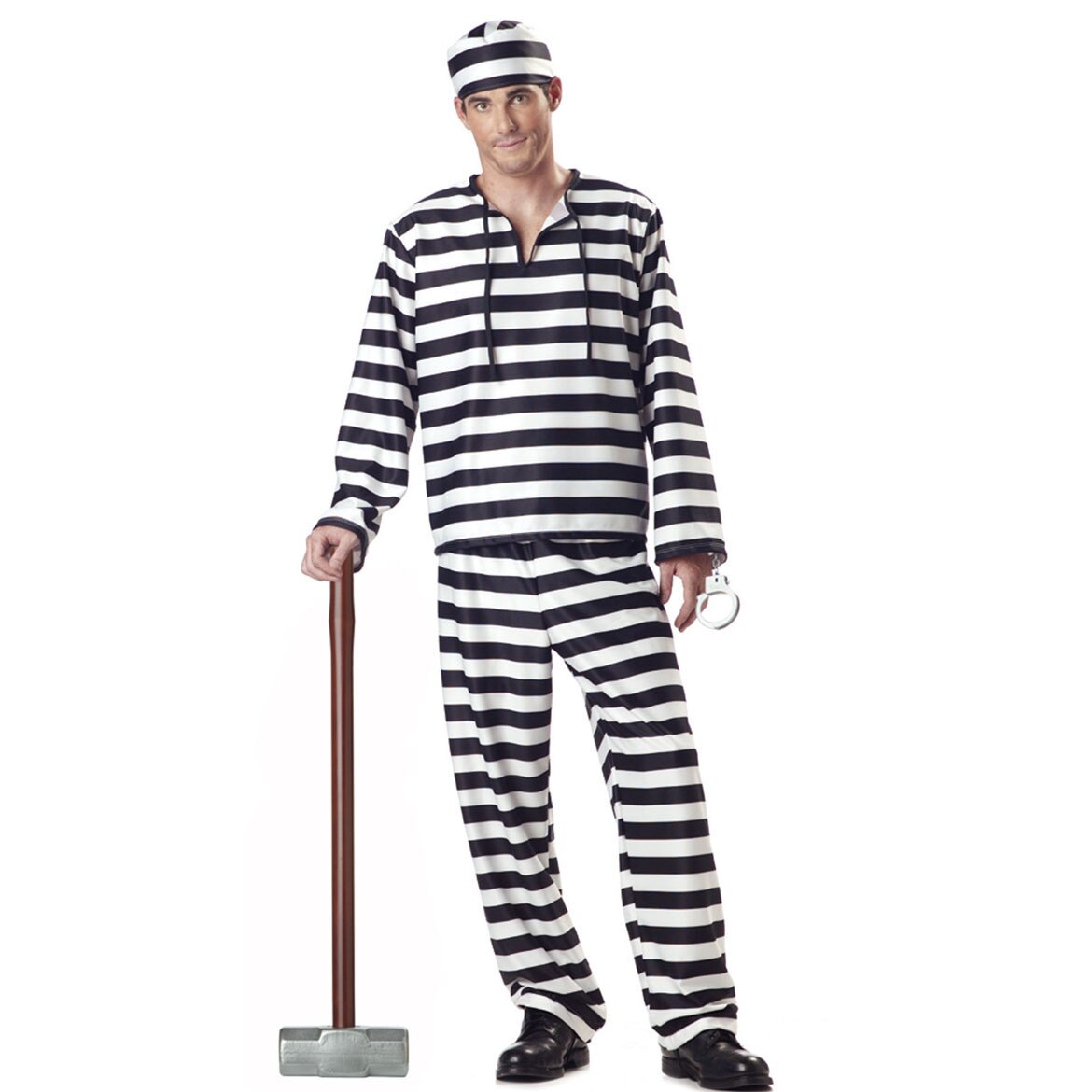 Halloween Kleid für Frauen Liebhaber Männer Kleidung Gefangene Verkleidung Erwachsene Karneval Maskerade Schwarz Weiß Streifen Gefängnisvogel Kostümich