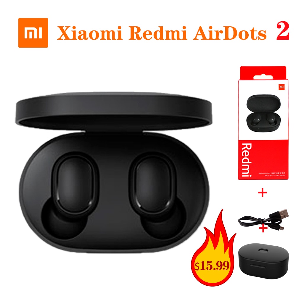 Xiaomi Redmi AirDots 2 auriculares inalámbricos Bluetooth 5,0 TWS inalámbrico cubierta protectora de silicona fundas + Cable de carga
