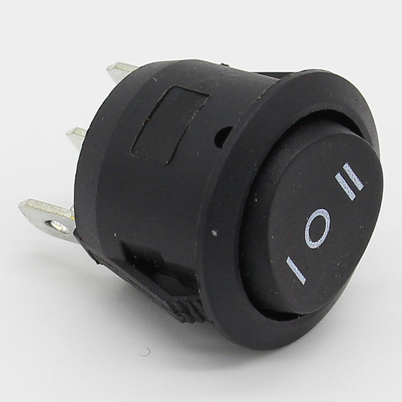 10Pcs 23mm Round Black 3 Pin 10A/125V 6A/250V AC 3 Position SPDT ON-OFF-ON Rocker Switch Snap-in