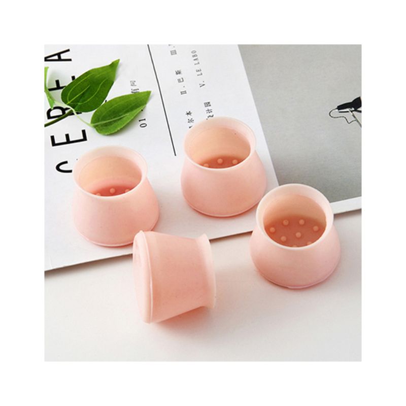 4 stk/sett silikon stol benkapper fot pads møbel bordtrekk sokker gulvbeskyttere sklisikre kopper med rund bunn: Rosa