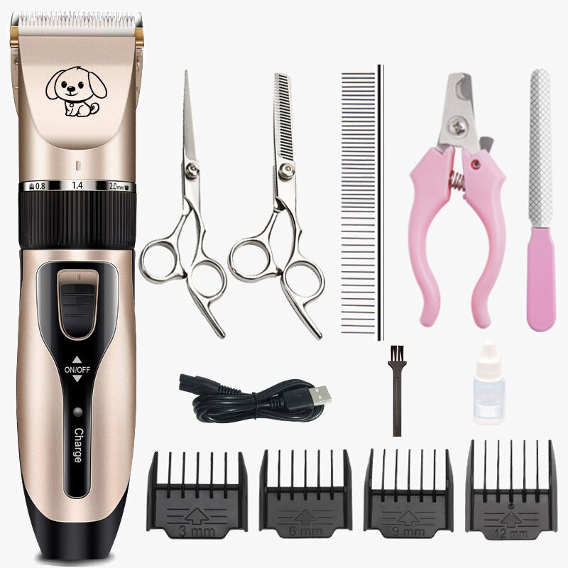 Elektrische Pet Clipper Hond Tondeuses Voor Huisdier/Kat/Hond/Konijn Grooming Haircut Trimmer Scheerapparaat Set Huisdieren draadloze Oplaadbare: Set meal A06