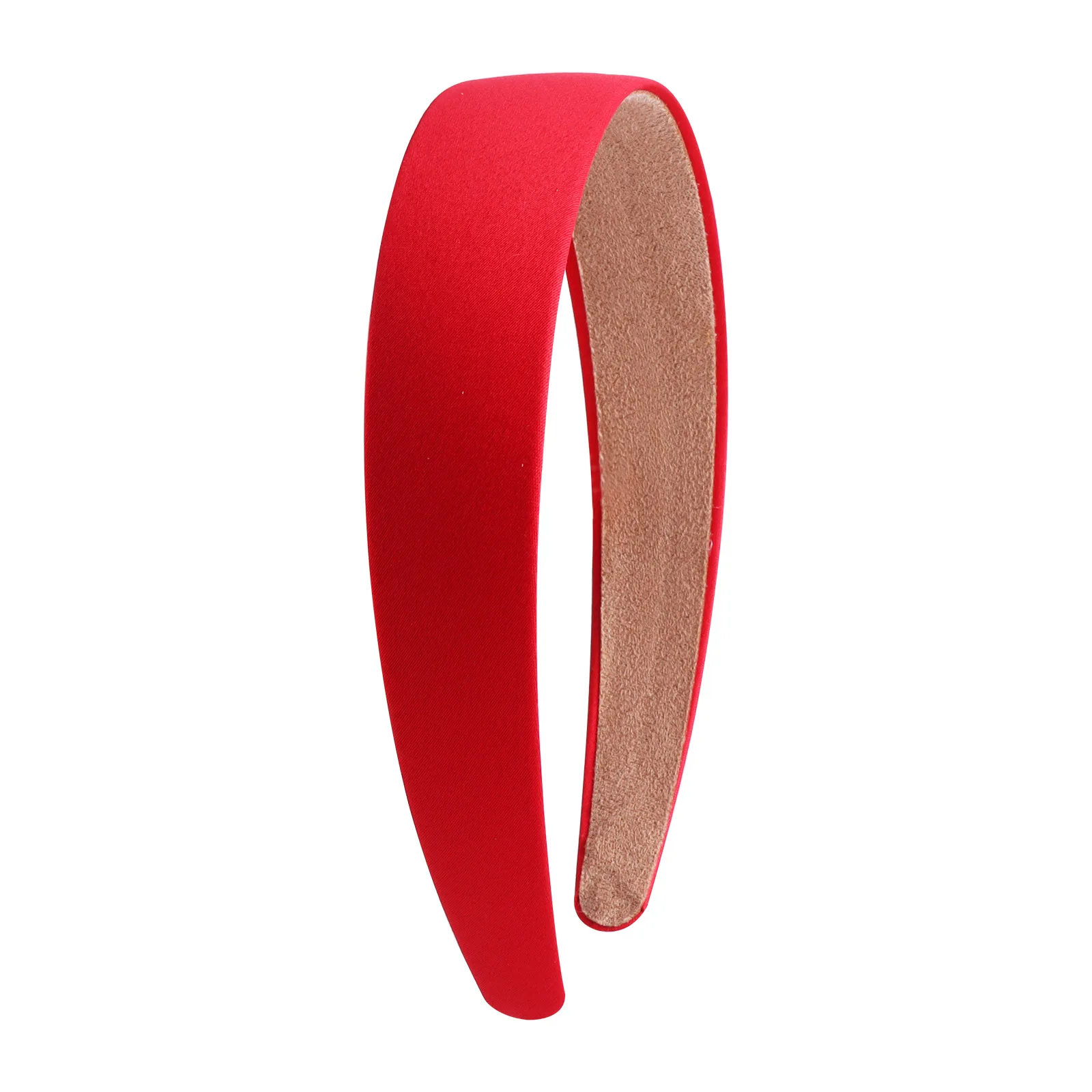 1/2pcs Plain 3CM Wide Satin Headband Girls Fabric Covered Resin Hairbands Plastic Hair Hoop Kids Elastic Bands Hair Accessories: M / Red