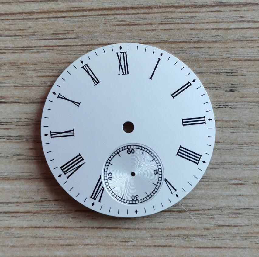 Ur dele pilot ur urskive ur hånd ris hvid 39mm ur urskive modificeret ur egnet til eta 6498 måge  st36 g088: Urskive