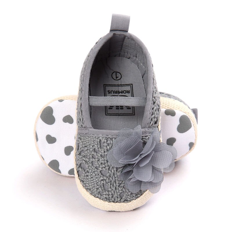 Baby pige sommer hul strik blød sål walking ballet kjole mary jane babe vugge sko: Grå / 0-6 måneder