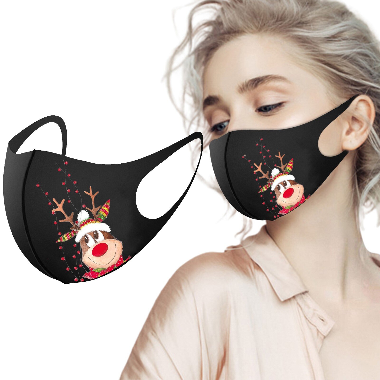 Kerst Masker Elanden Vrolijk Kerstfeest Decoraties Voor Huis Kerst Ornament Xmas Navidad Jaar: D