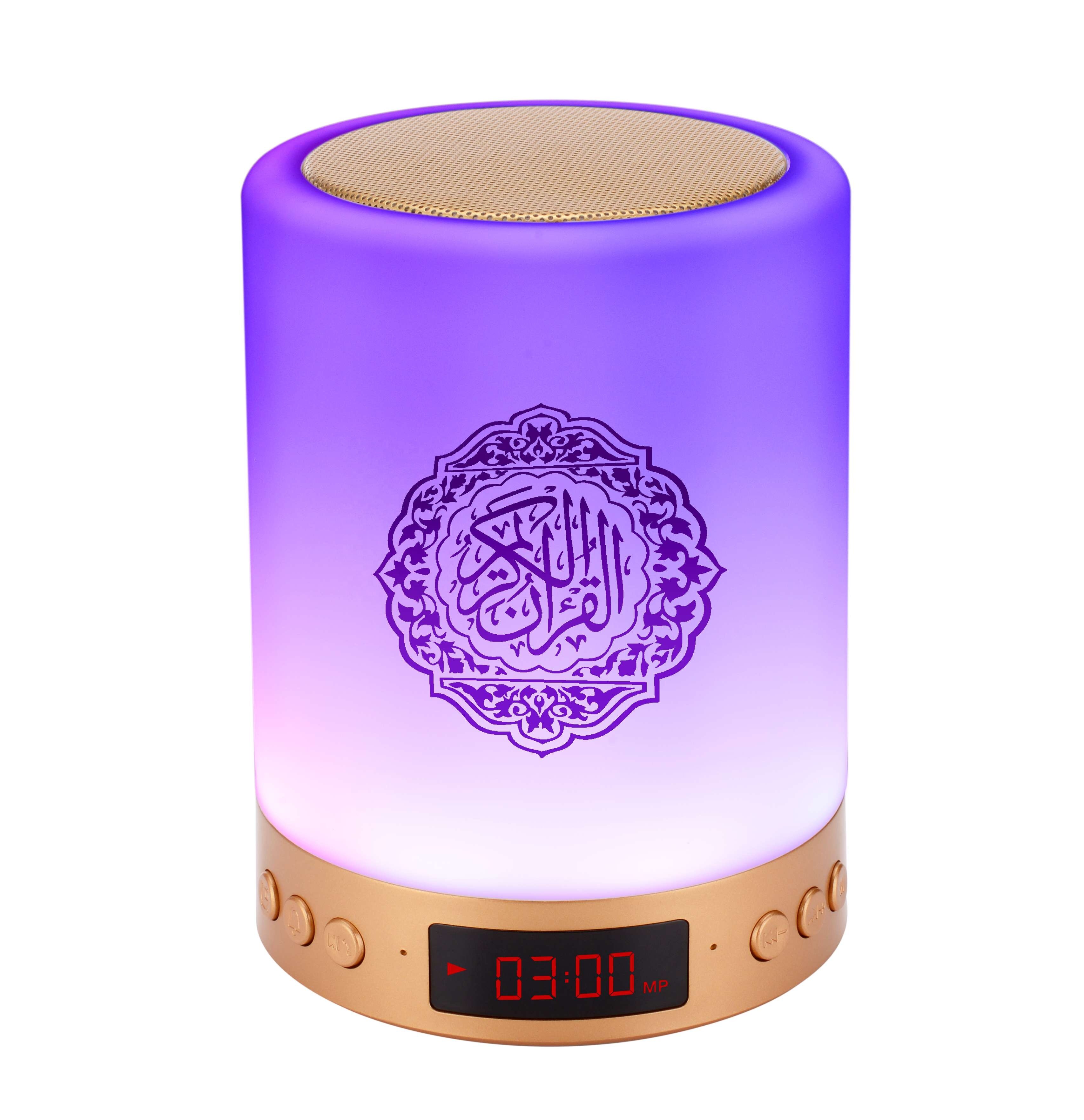 Azan ur quran højttaler trådløs bluetooth quran farverig led lys lampe koran 27 recitere muslim højttaler veilleuse coranique