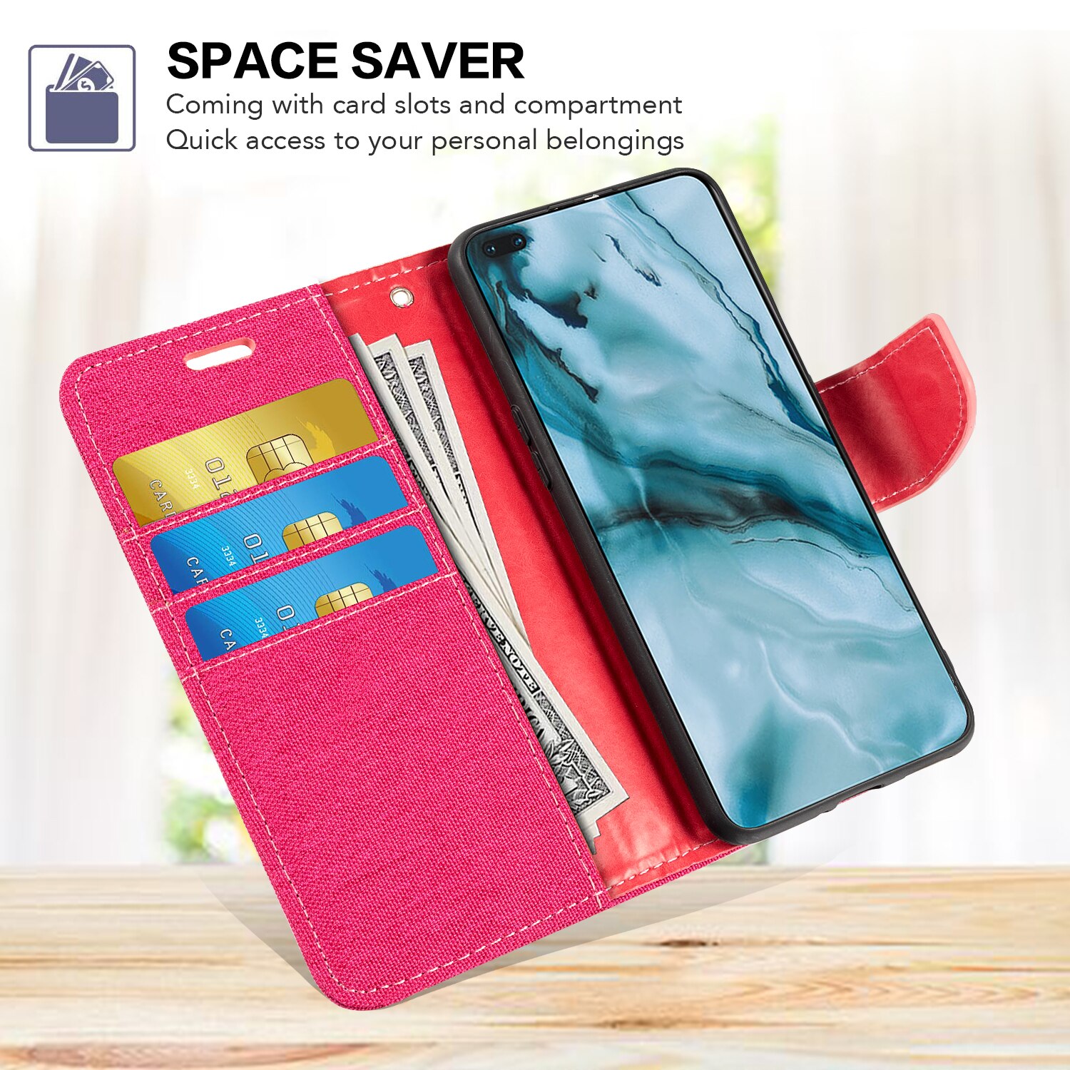 Oxford Leather Wallet Case Voor Zte Blade V9 Vita Met Zachte Tpu Back Cover Magneet Flip Case Voor Zte Blade v9 Vita: RoseRed