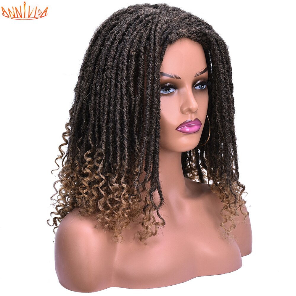 Faux Locs Braided Wigs Synthetic Goddess Dread Wig For Black Women With Curly Ends Knotless Braids Annivia: 1B-30