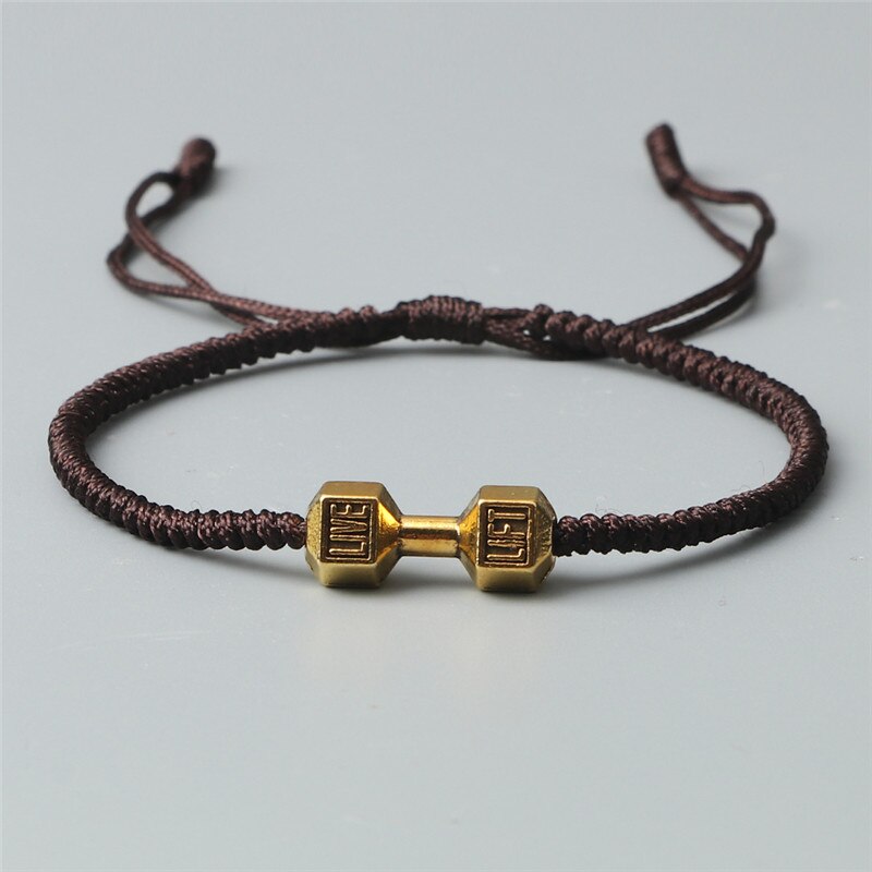 Charme Tibetischen Buddhistischen Woven Hanteln Armbänder &amp; Armreifen Für Frauen Männer Glück Handgemachte Knoten Seil Armband Barbell Bead Schmuck